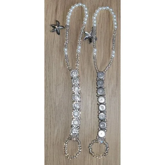 Elegant Bridal Barefoot Sandals With Pearl & Rhinestone Accents Starfish Charm B - Picture 2 of 2